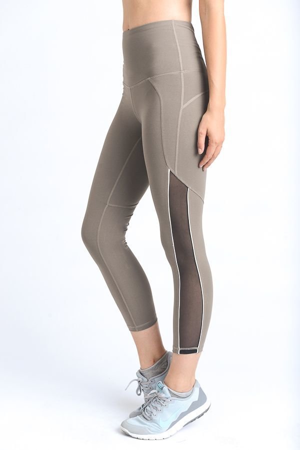 CONTRAST TRIM SIDE MESH LEGGINGS