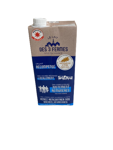 Lait des 3 fermes UHT brique Demi-écrémé  - 1 l