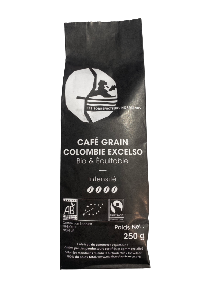 Café Grain Colombie Excelso Bio & Equitable Café Grain Colombie Excelso Bio & Equitable "Les Torréfacteurs Normands"