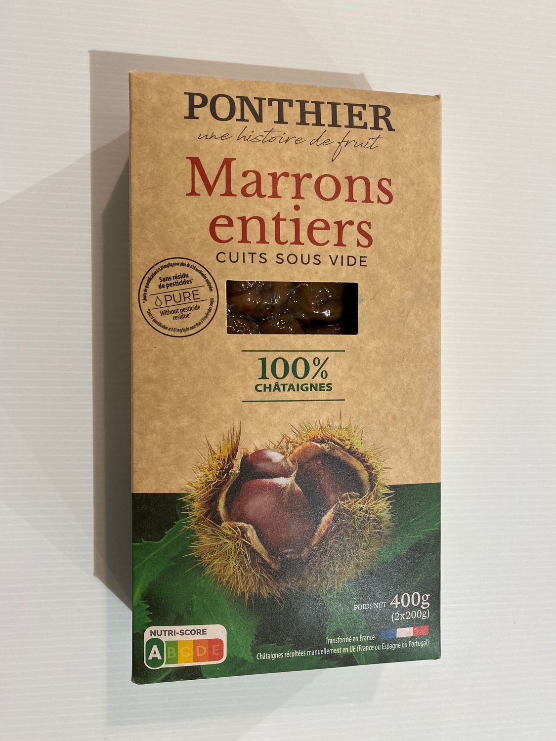 Marrons entiers cuits sous vide - 400 g
