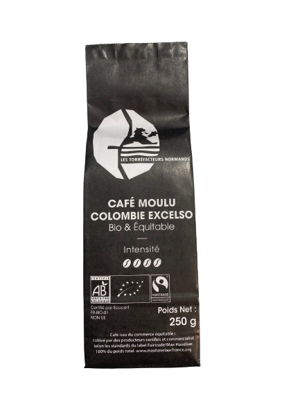 Café Moulu Colombie Excelso Bio & Equitable Café Moulu Colombie Excelso Bio & Equitable "Les Torréfacteurs Normands"