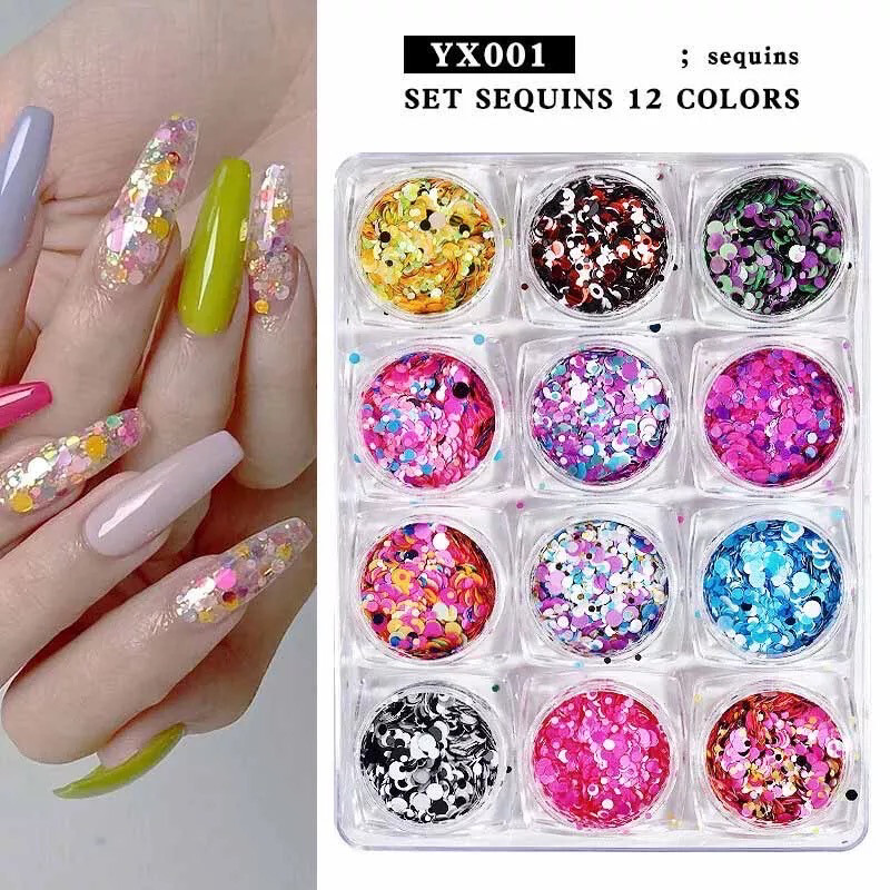 Paillettes colorées pour Nail Art, 12 pièces no 22