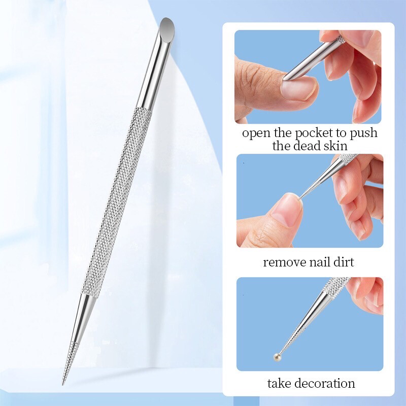 Pousse cuticules en stenless à double embout 