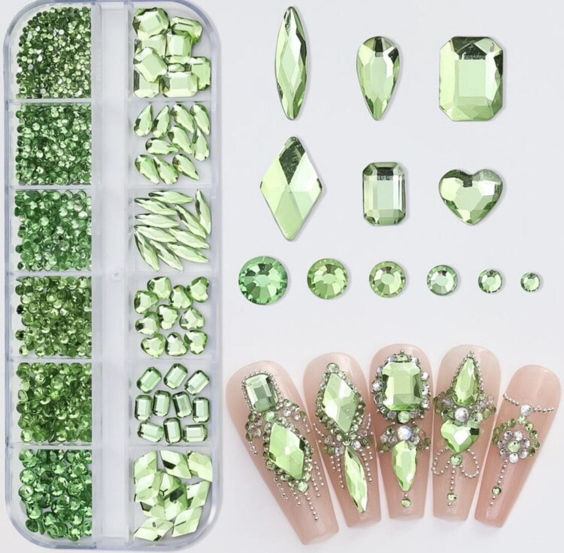 Boîtier strass vert