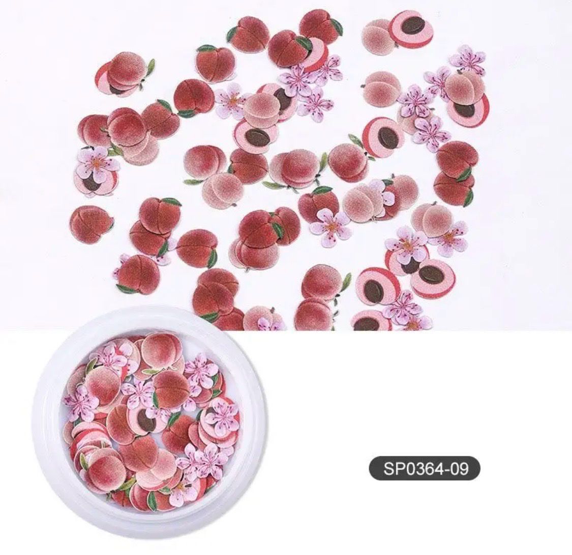 Insertion de fruits, cartonnées pêche