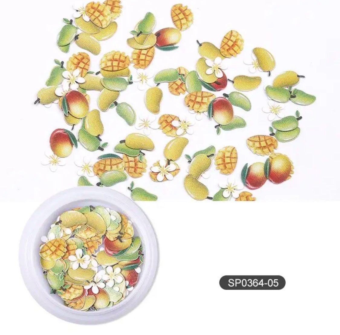 Insertion de fruits, cartonnées ananas et mangue
