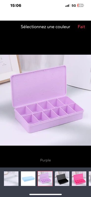 Boîte à prothèse vide lilas