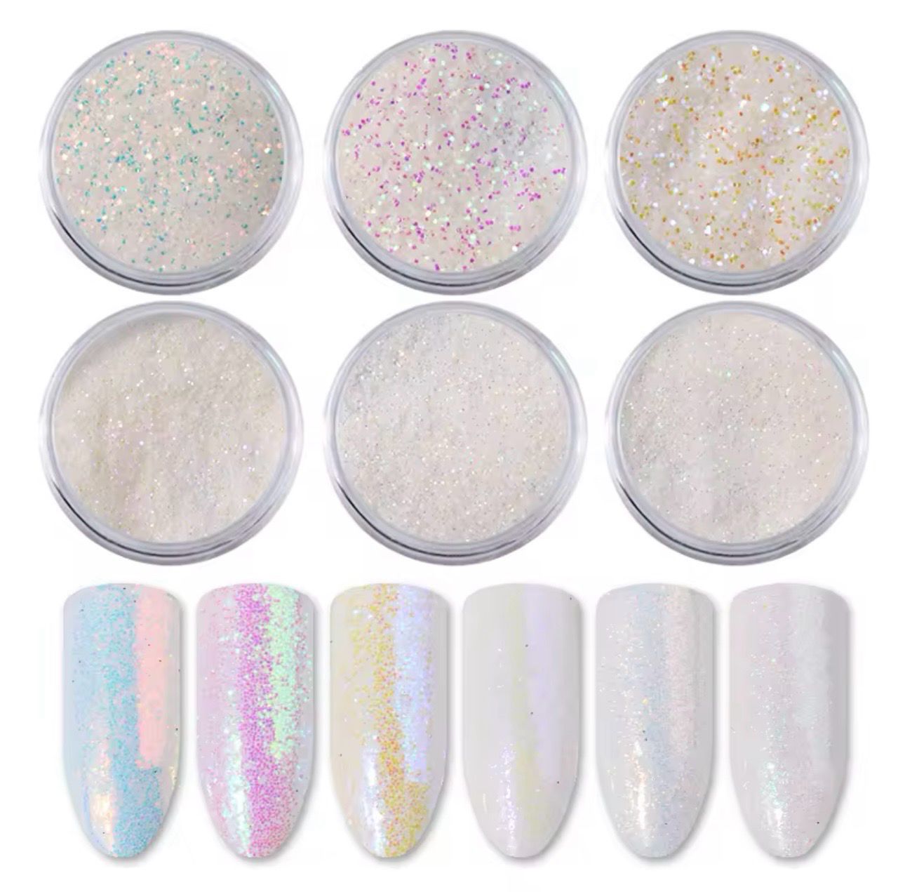 Poudre holographique blanche à paillettes