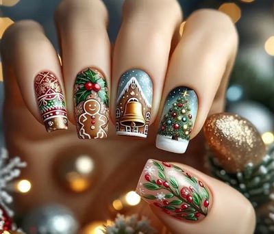 Pression nails Noël scène