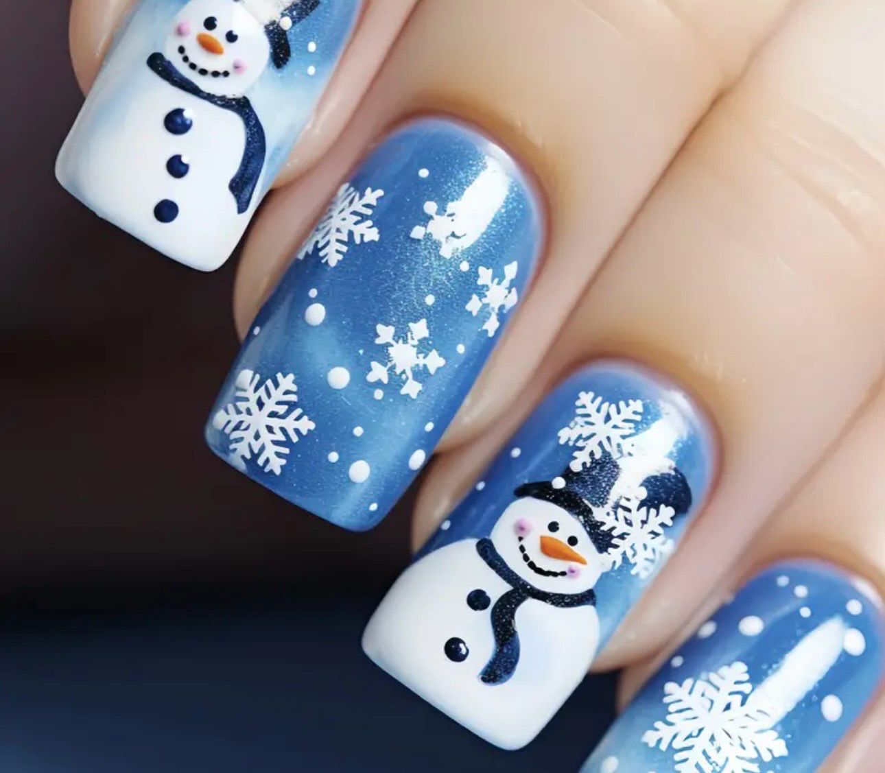 Press on nails bonhomme de neige