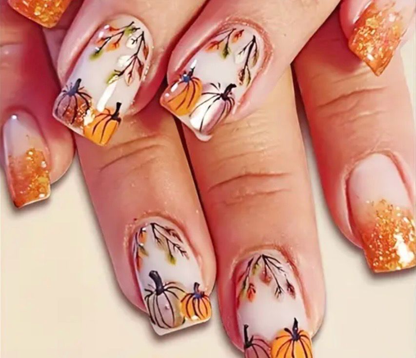 Press on nails citrouilles