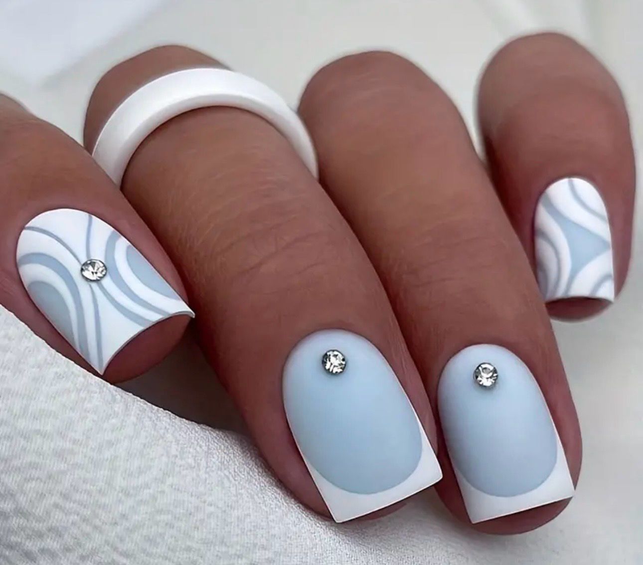 Press on nails chic bleu