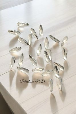 Collection Silver, Crystal, gouttes allongées 2x6 mm