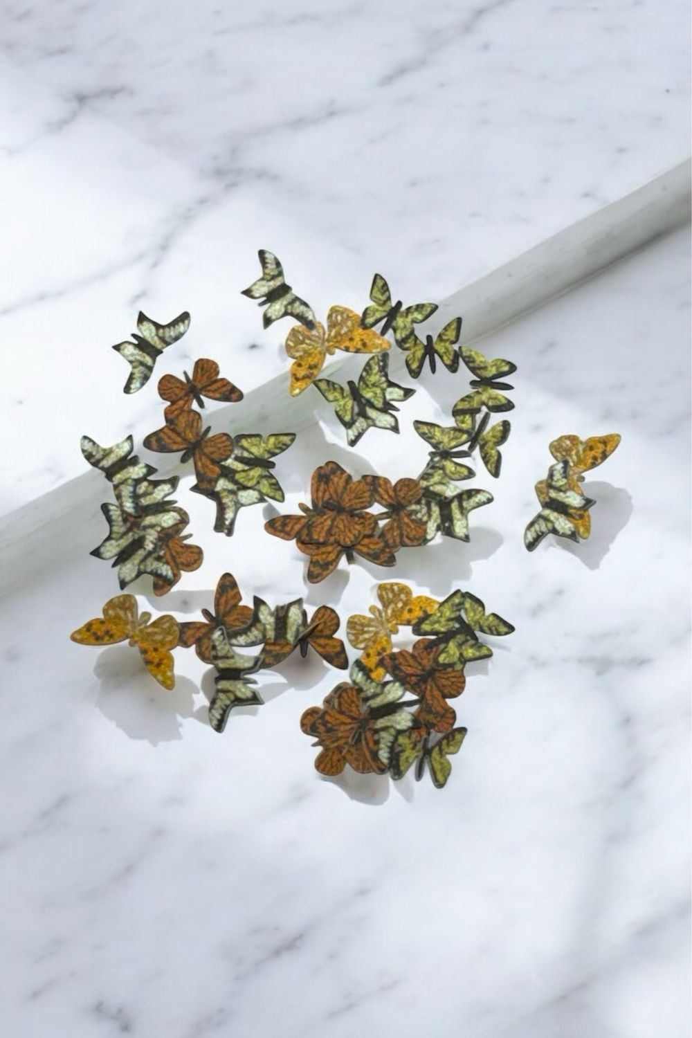 Papillon cartonnée,orange et vert #10