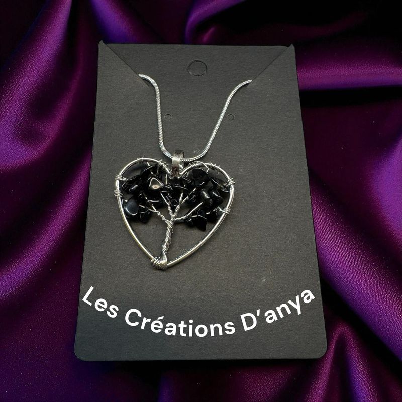 Collier arbre de la vie cœur noir