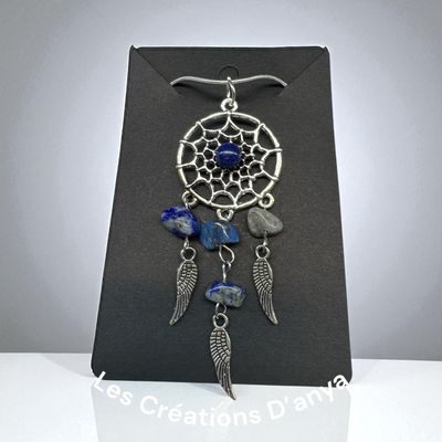 Collier capteur de rêve pierre bleu