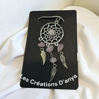 Collier capteur de rêve rose