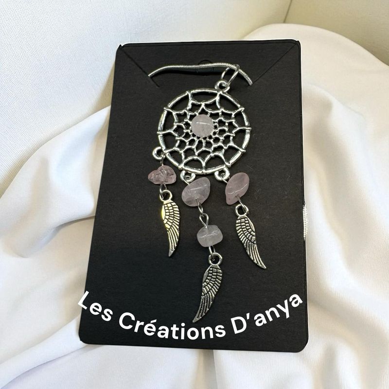 Collier capteur de rêve rose