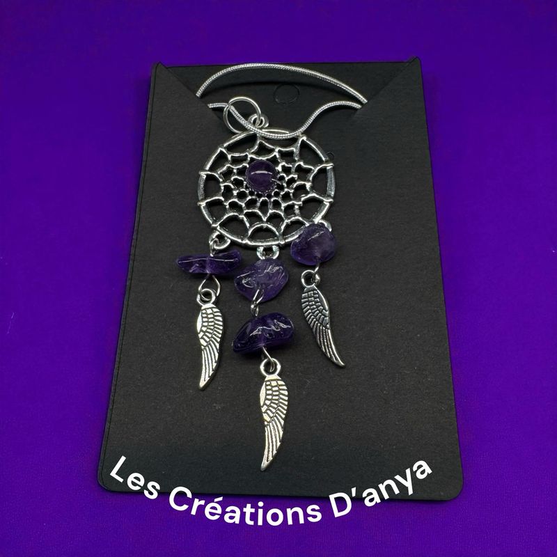 Collier capteur de rêve améthyste