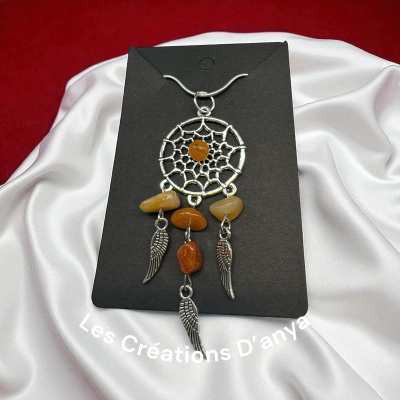 Collier capteur de rêve ambre