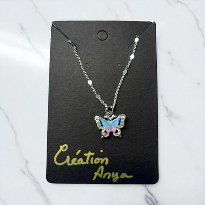 Collier papillon bleu
