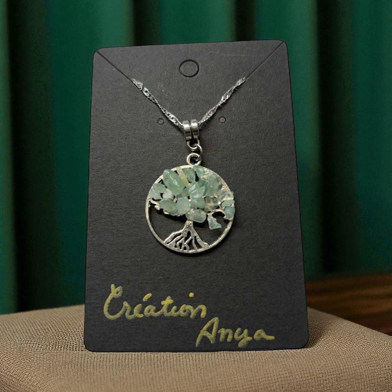Collier arbre de vie rond jade