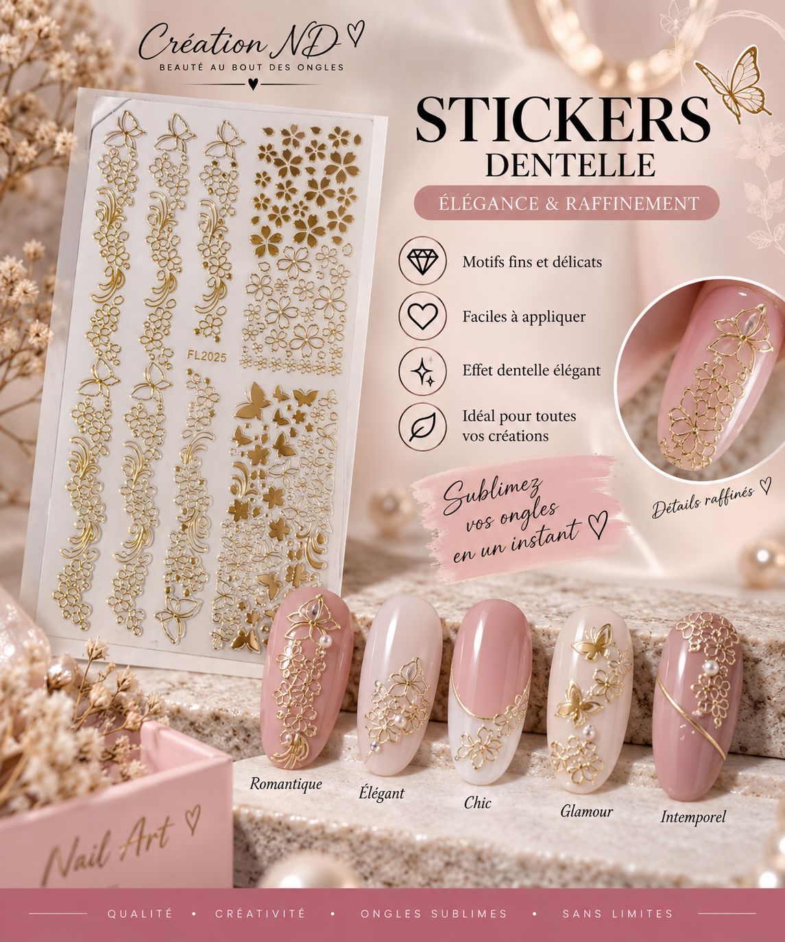 Sticker collection dentelle Or