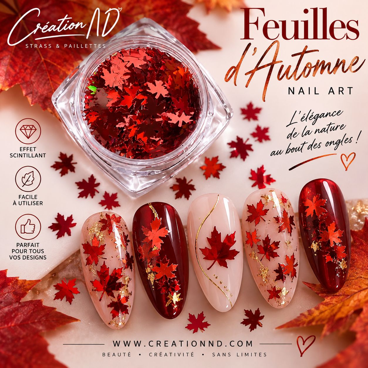 Feuille d’automne rouge holo 