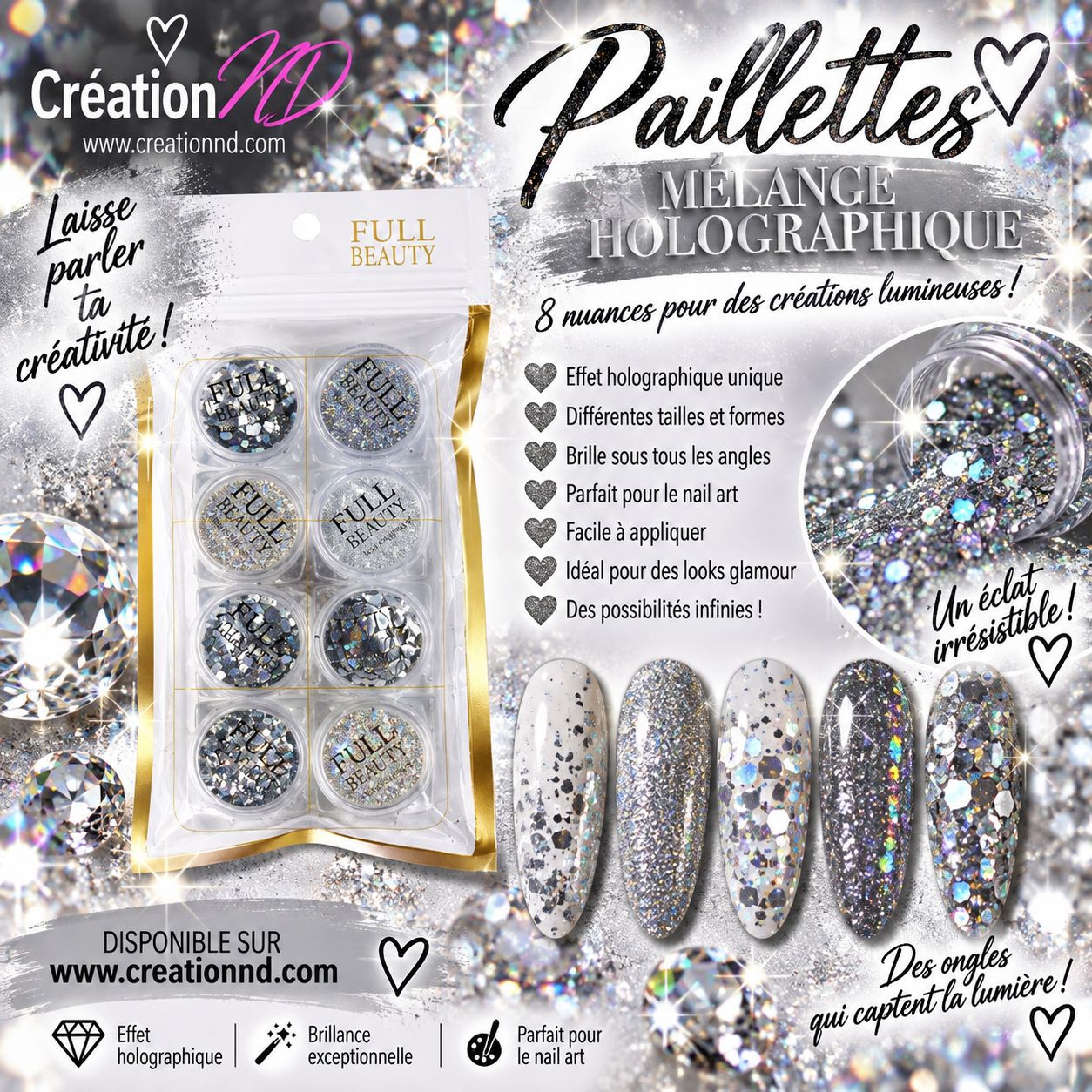 Paillettes holo argenté 7