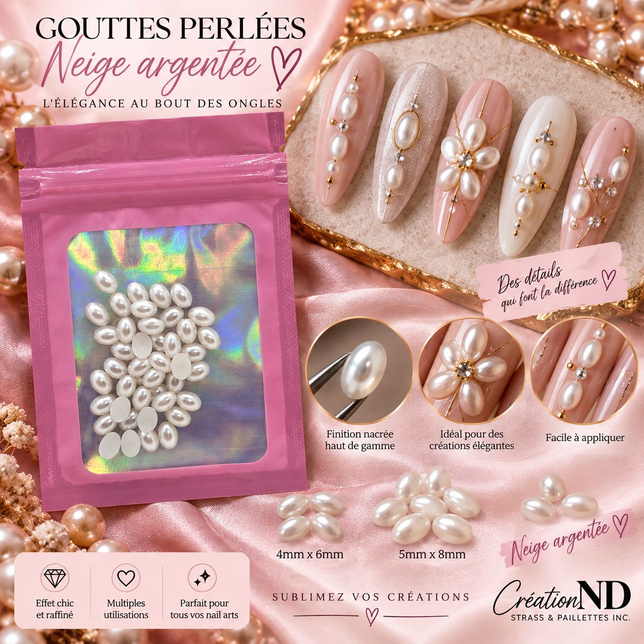 Perle ovale blanche 