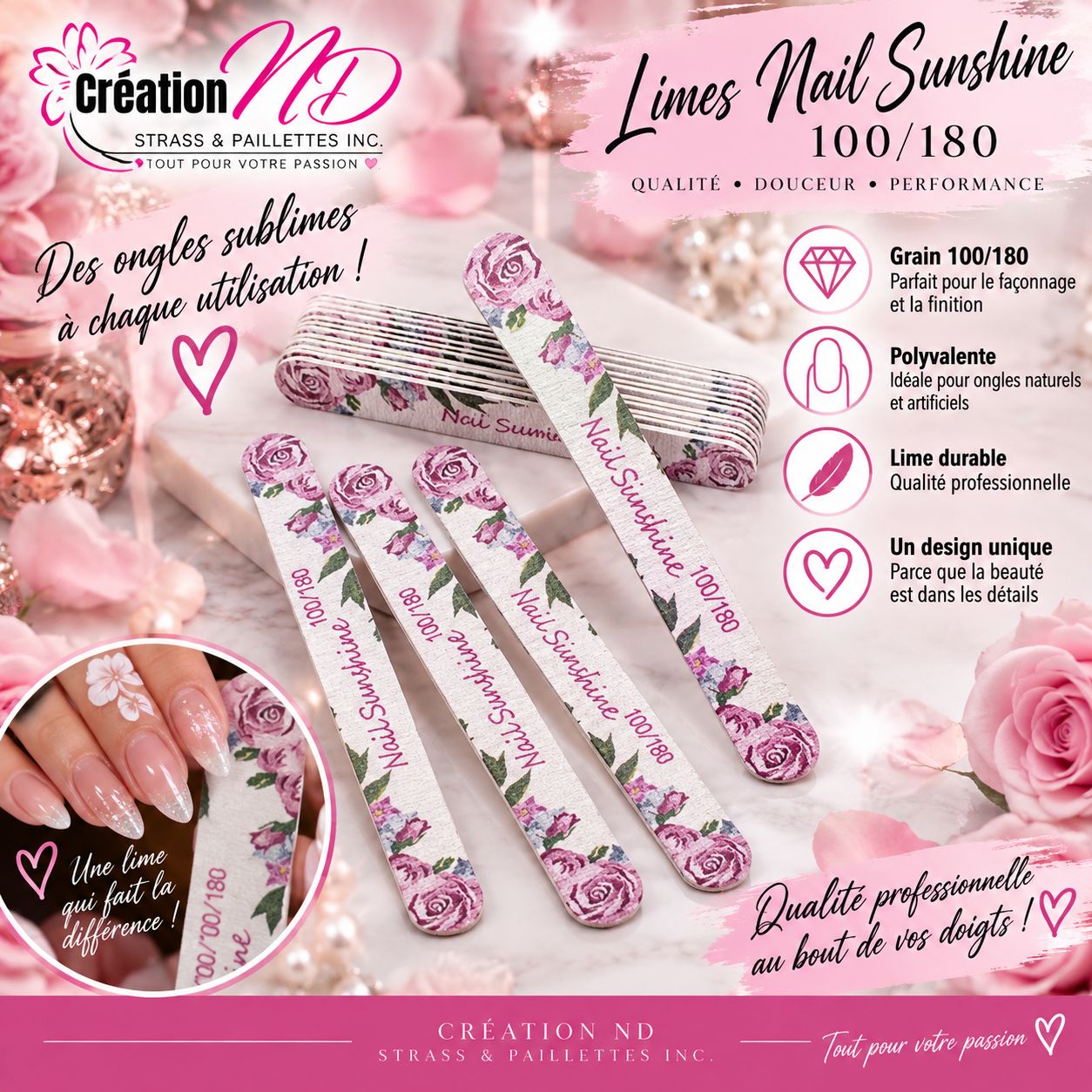 Lime fleurs droite 100/180