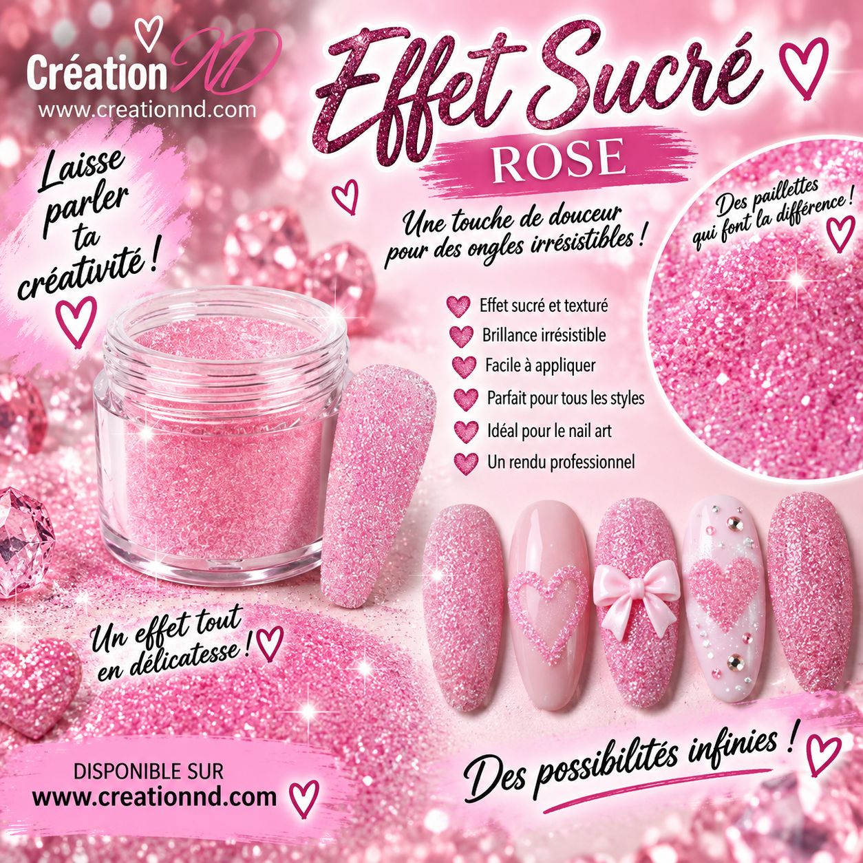 Poudre effet sucre rose