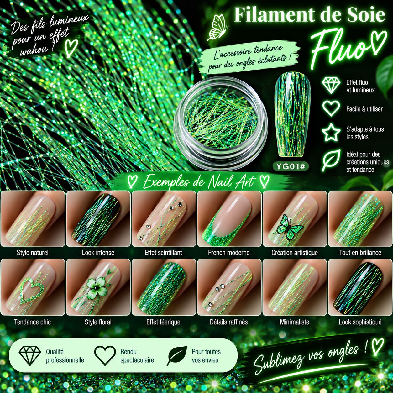 Filaments en soie fluorescent #1