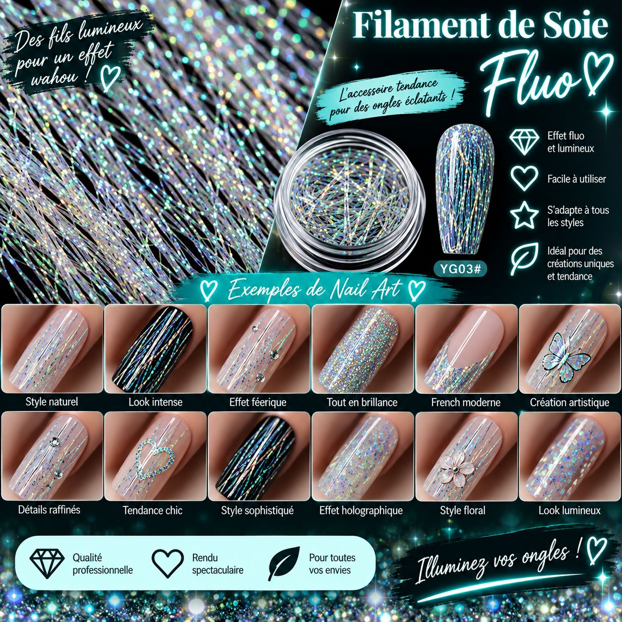 Filaments en soie fluorescent #3