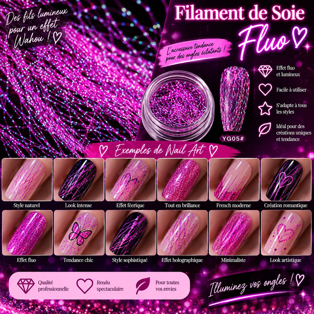Filaments en soie fluorescent #5