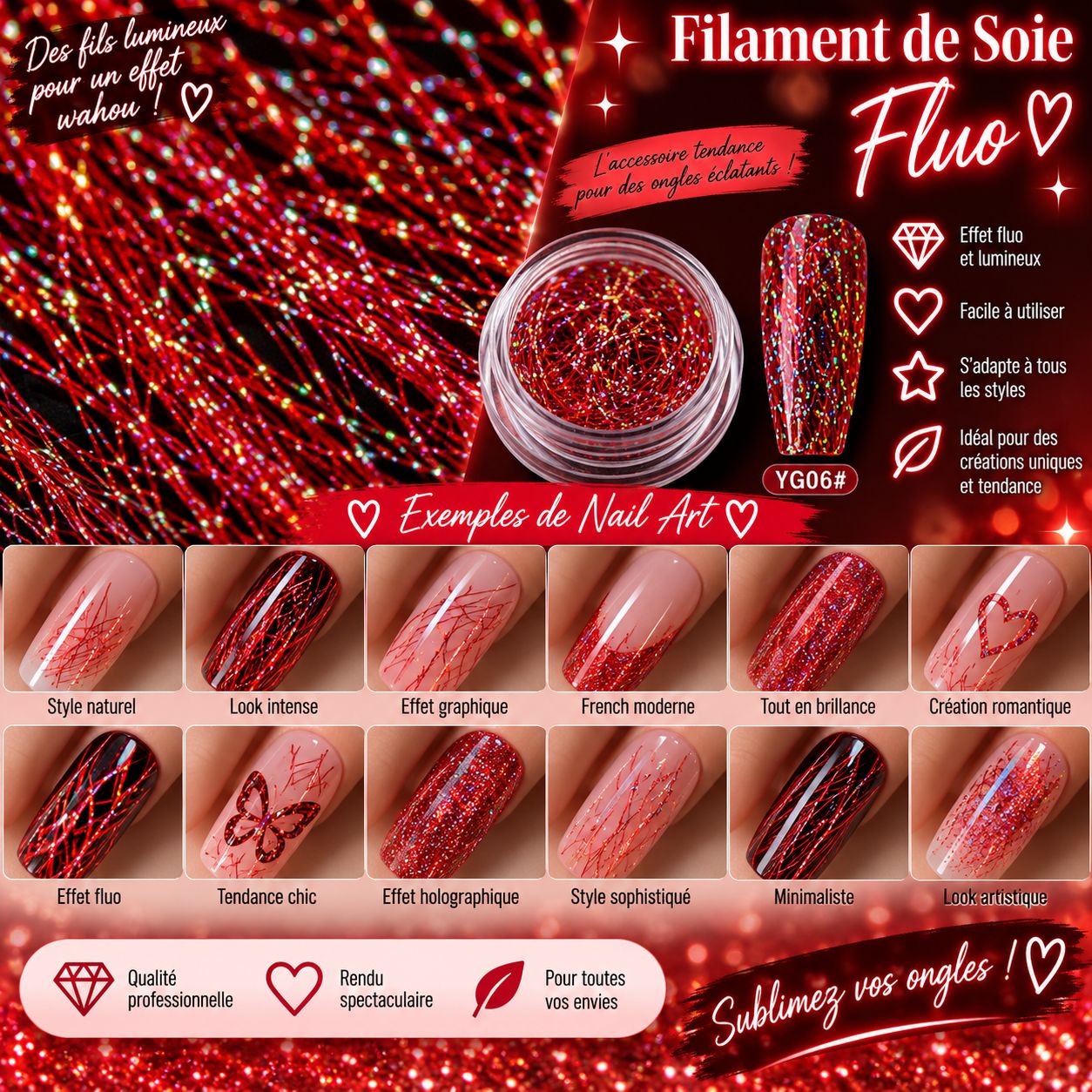 Filaments en soie fluorescent #6