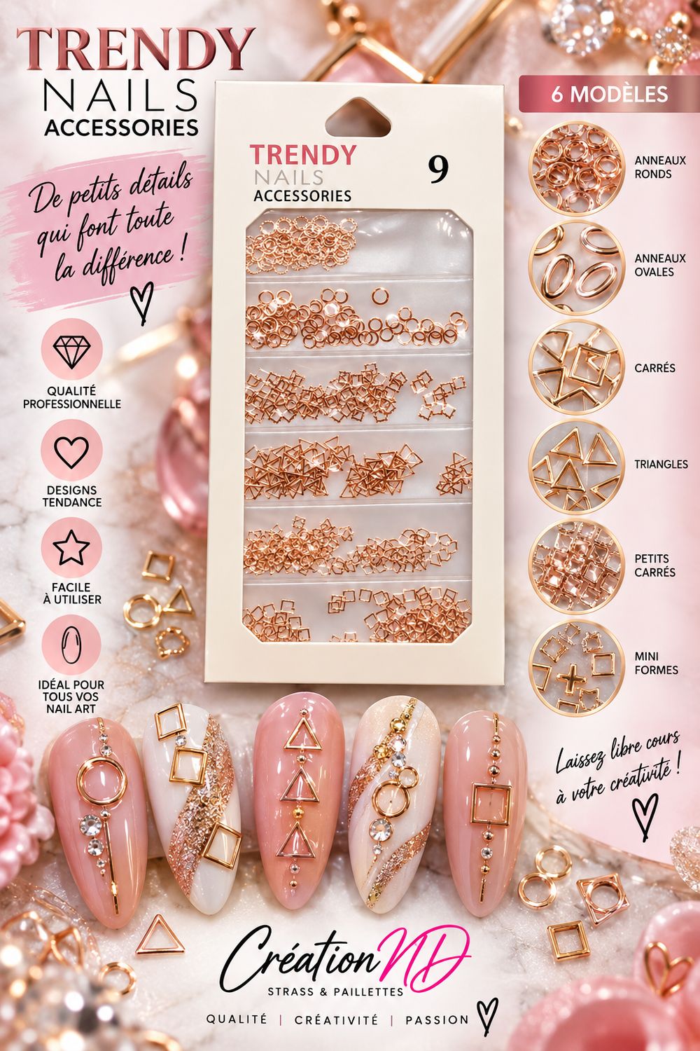 Bijoux incrustation Mixe rose 3D
