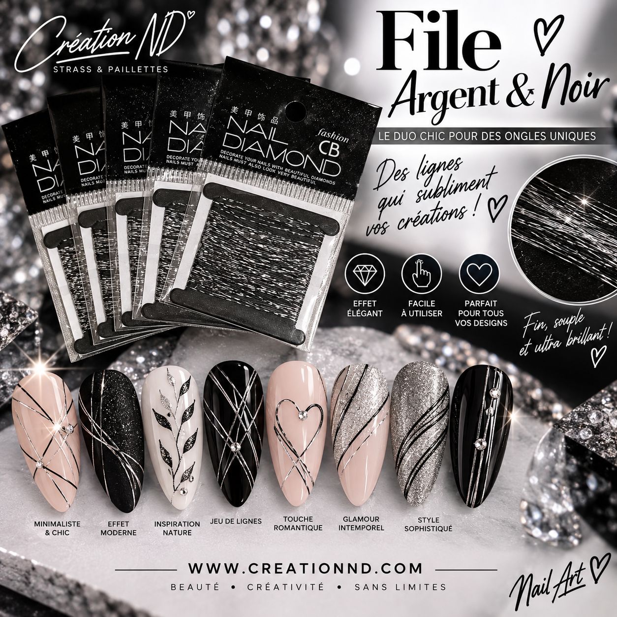 Fil ARGENT ET NOIR