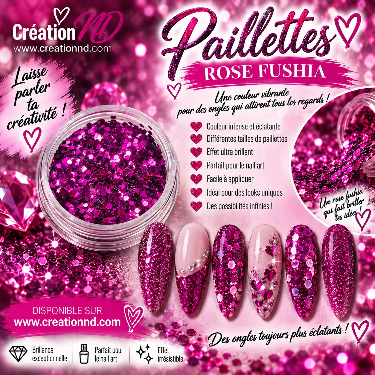 Paillettes rose fushia
