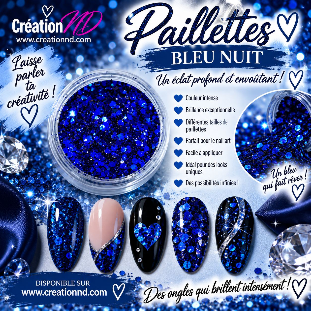 Paillettes bleu nuit