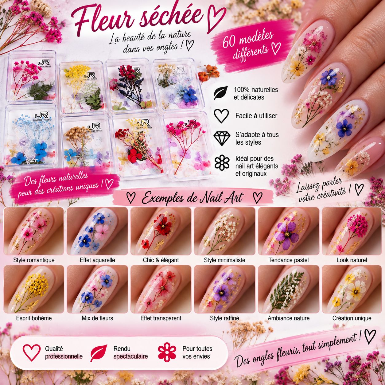 Fleurs sécher boîtier aléatoire