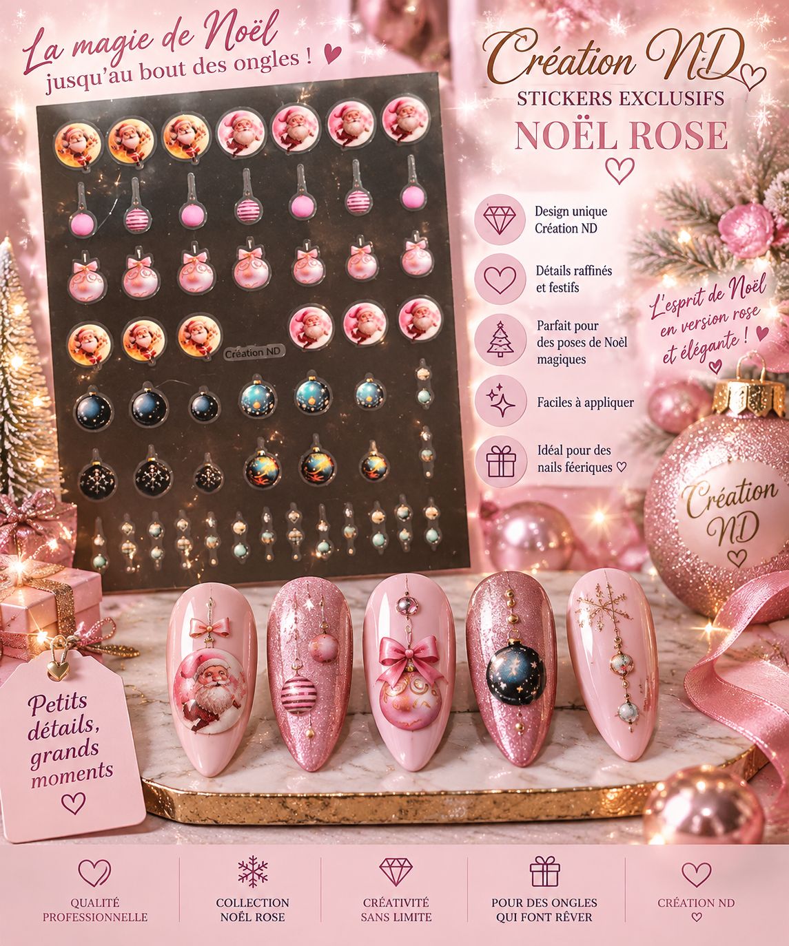 Sticker Noël rose ( père noel )