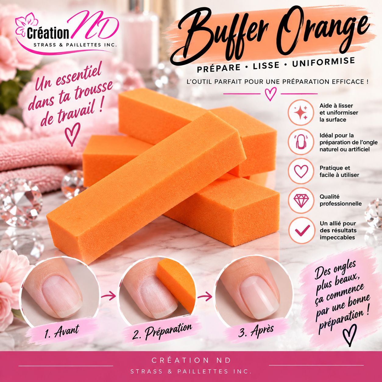 Buffer orange carrée