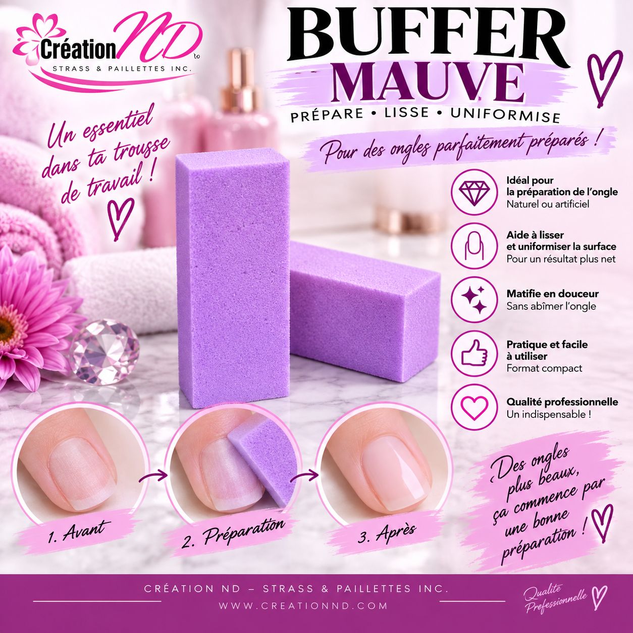 Buffer mauve carrée