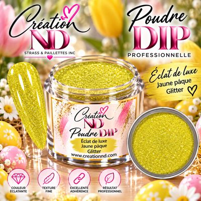 Poudre DIP Éclat de luxe Jaune Pâques GLITTER