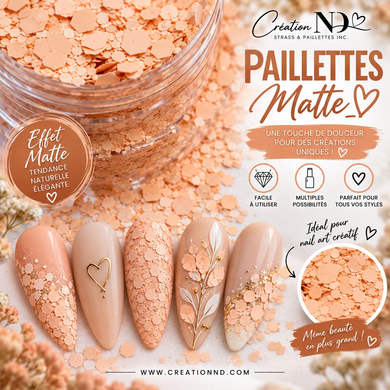 Paillettes MATTES Pêche saumon No 3