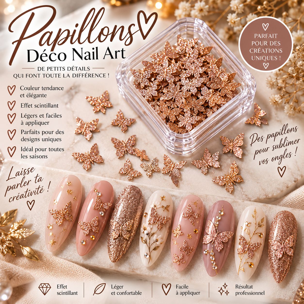 Papillon cartonnée,rose saumon # 4