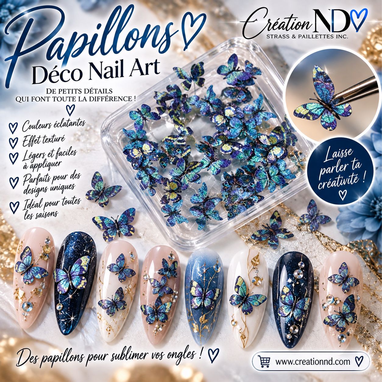 Papillon cartonné bleu #12