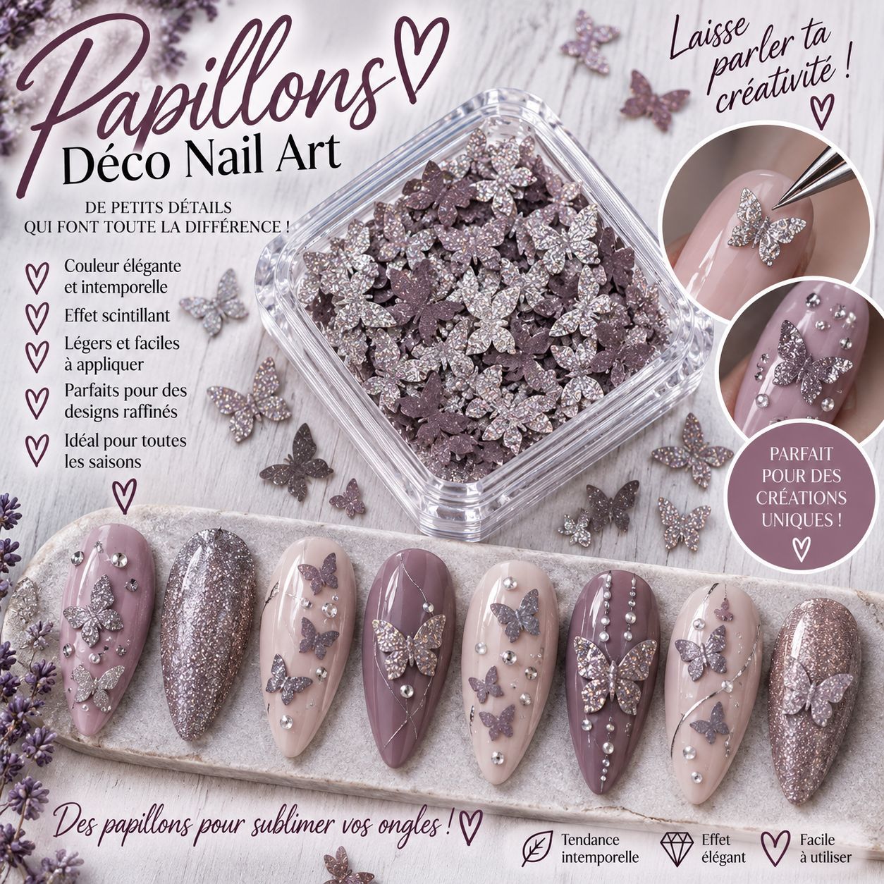 Papillon cartonnée,mauve #9