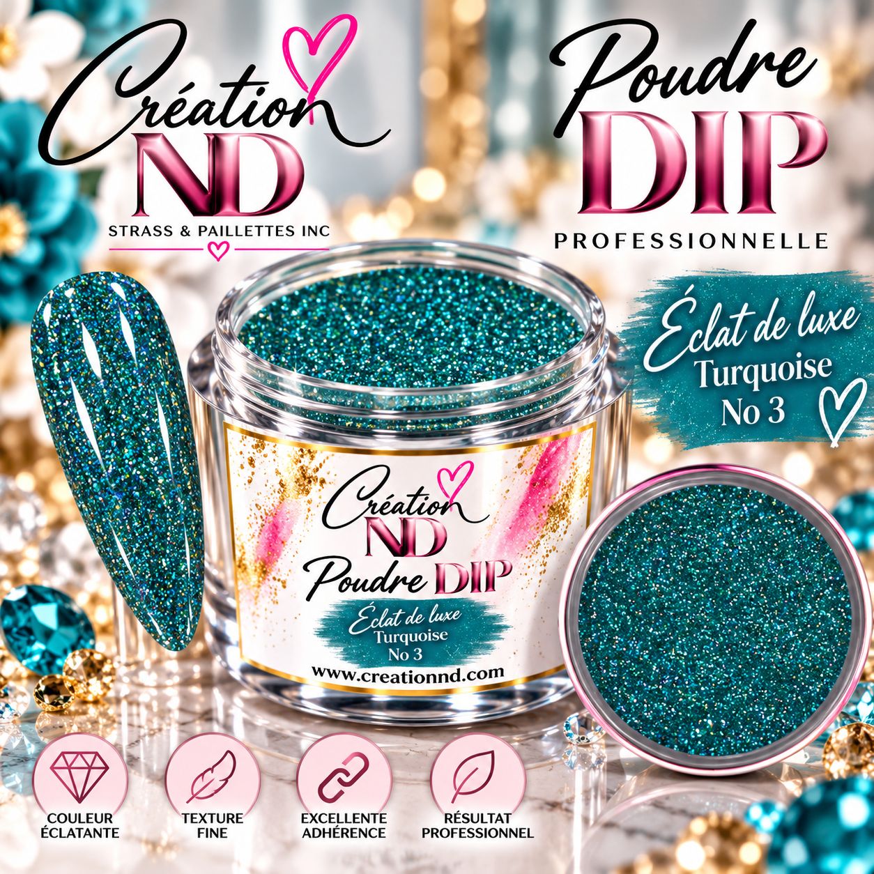Poudre DIP Éclat de luxe vert/turquoise no3